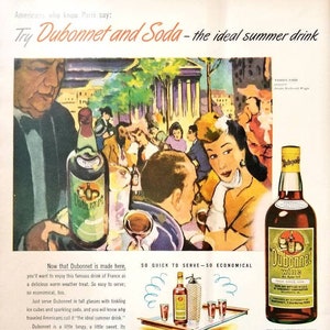 1946 Dubonnet Wine Vintage Advertisement Lounge Wall Art Kitchen Bar Decor Man Cave Decor Original Magazine Print Ad Unique Art Alcohol Ad