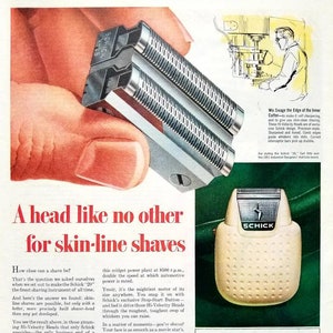 1951 Schick Electric Razor Vintage Advertisement Bathroom Wall Art Barber Shop Decor Original Magazine Ad Unique Art Shaving Art Man Gift