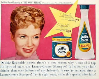 Vintage Hair care advert Reproduction poster Lux Debbie Reynolds Wall art.