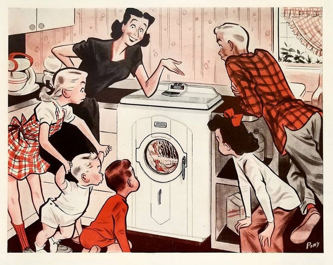 1947 Bendix Washing Machine Vintage Advertisement Laundry Room Wall Art