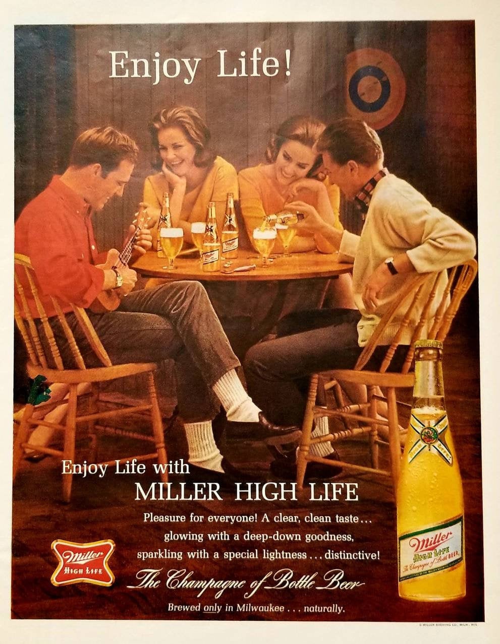 1964 Miller Beer Vintage Advertisement Kitchen Decor Man