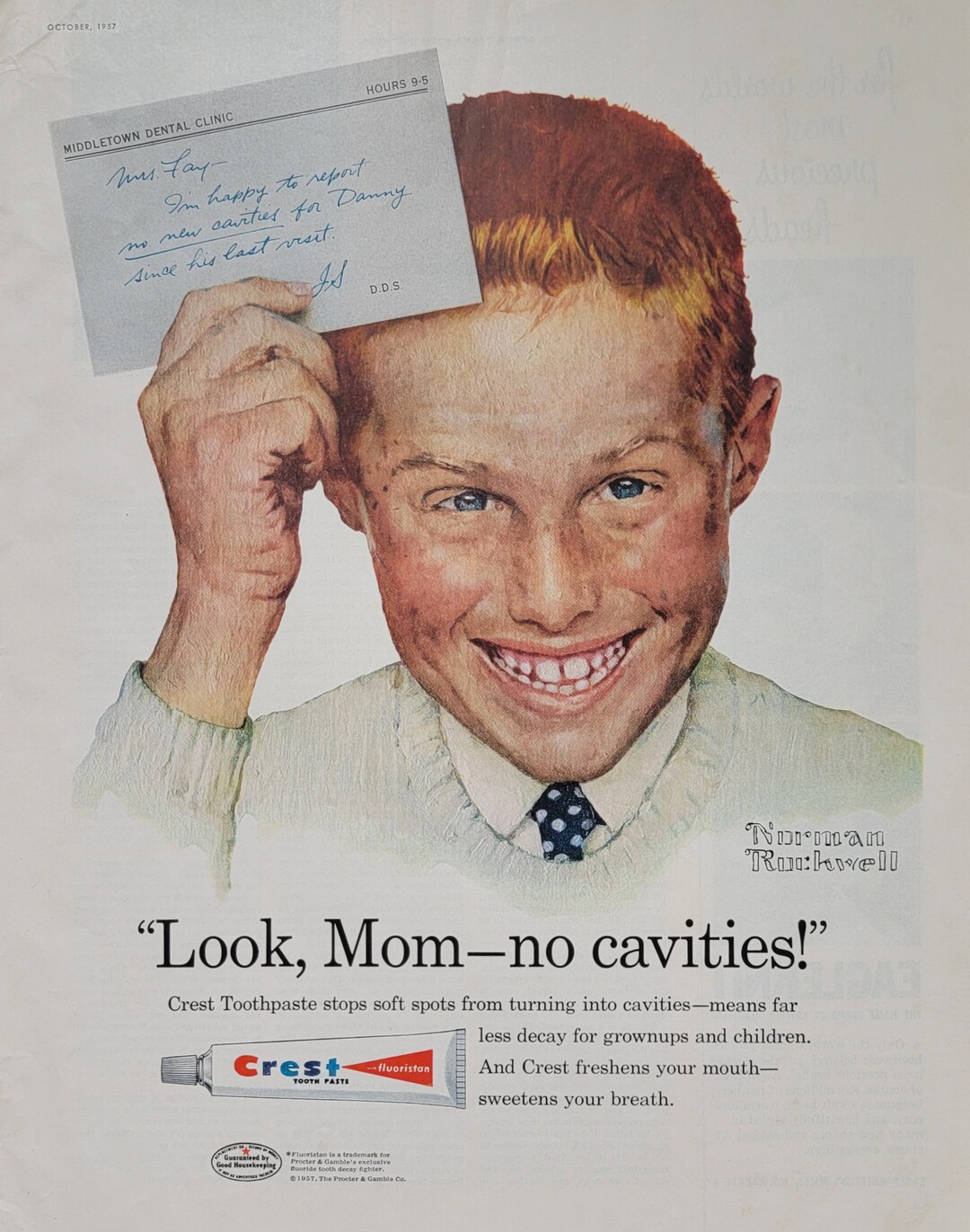 1957 Crest Toothpaste Vintage Advertisement Norman Rockwell Etsy