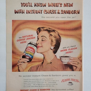 1957 Chase and Sanborn Instant Coffee Vintage Advertisement Kitchen Wall Art Diner Cafe Decor Coffee Decor Magazine Print Ad Coffee Shop Art image 2