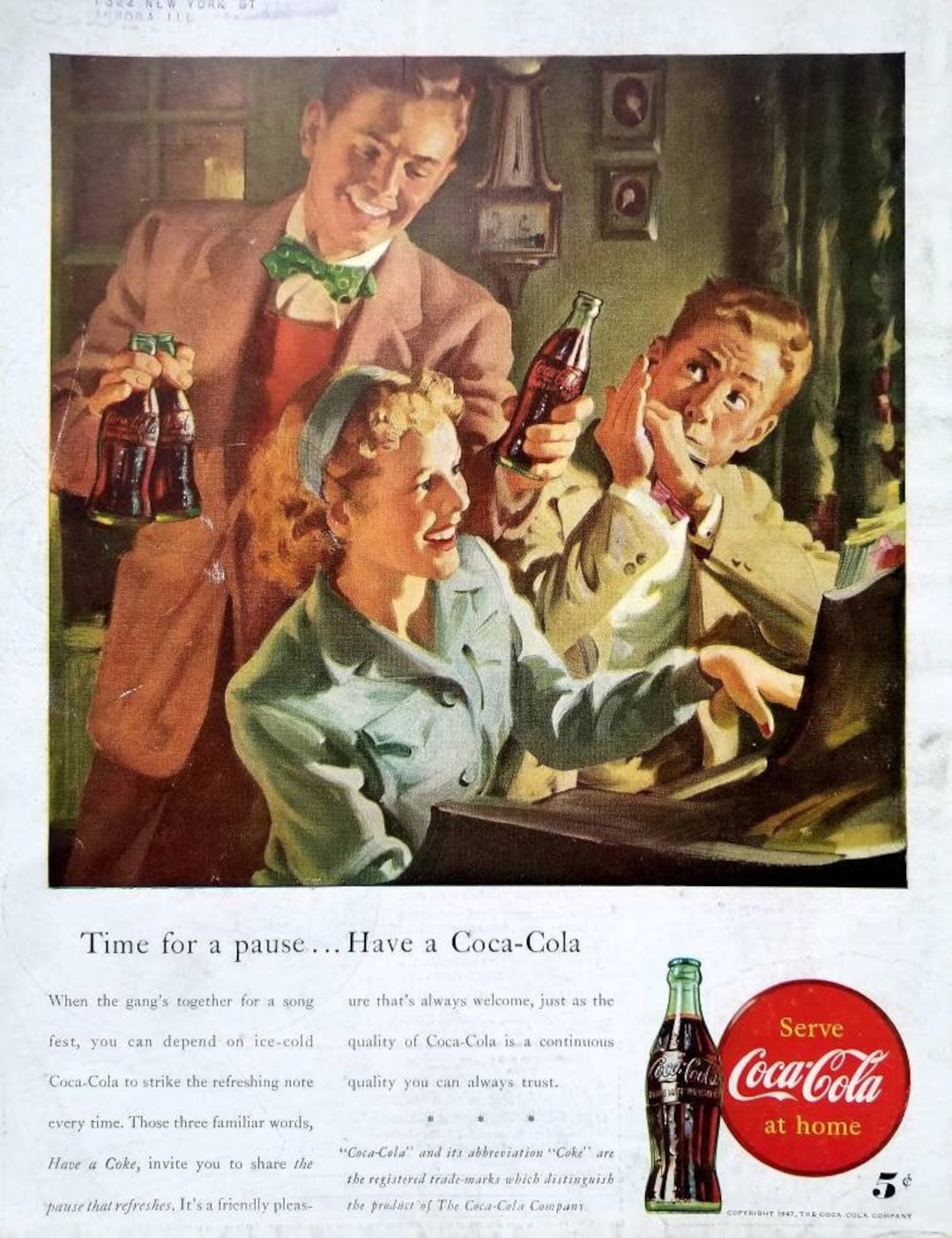 1947 Coca Cola Coke Vintage Advertisement Kitchen Wall Art Diner Decor ...