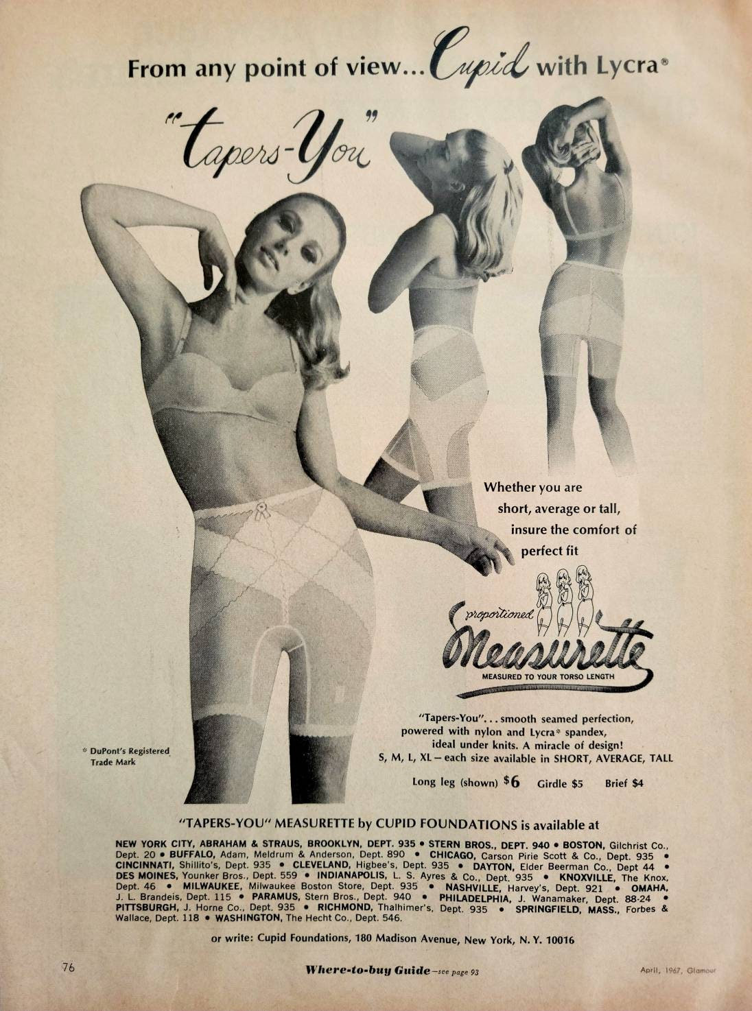 1967 Cupid Measurette Girdle Vintage Advertisement Bedroom Decor