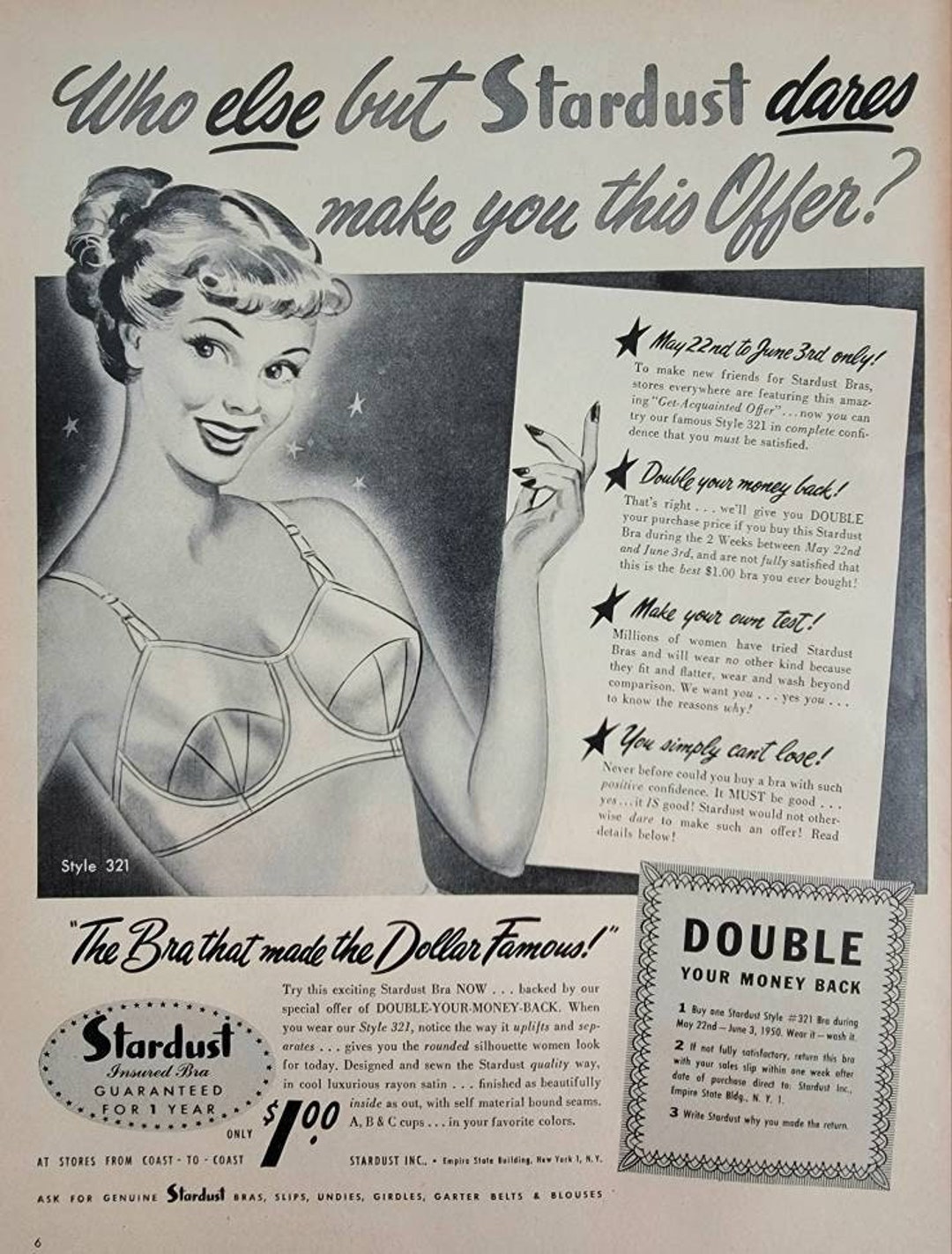 1950 Stardust Bras Vintage Advertisement Lingerie Ad Vintage Bra