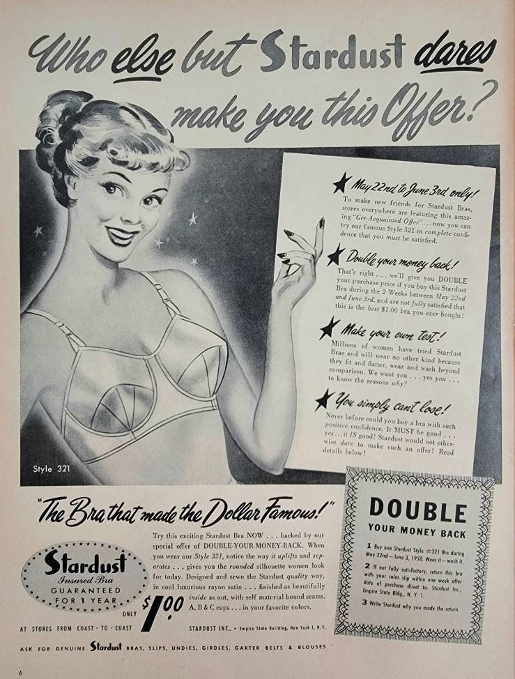 Original Vintage Lingerie Ad for 1966 Lilyette Secret Fulfillment Plunge  Bra 