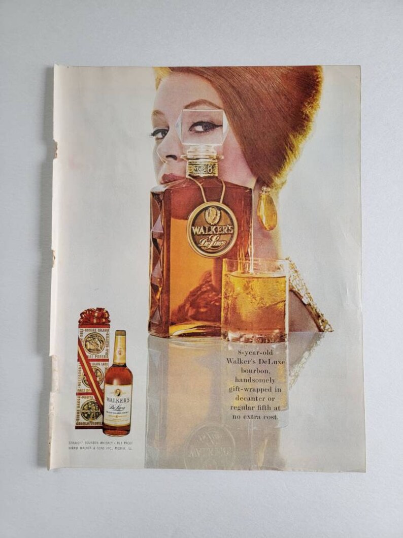 1962 Walkers Deluxe Bourbon Whiskey Vintage Advertisement Bar Etsy