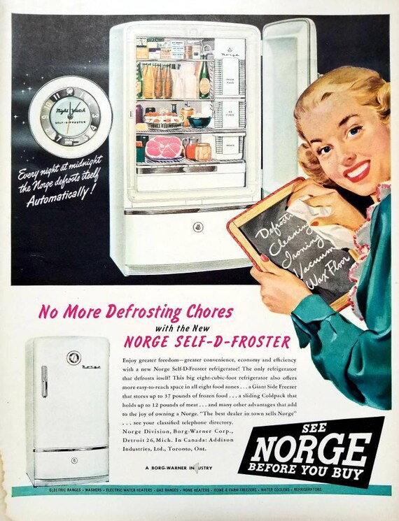 1948 Refrigerator Vintage Advertisement Kitchen Wall Art Etsy
