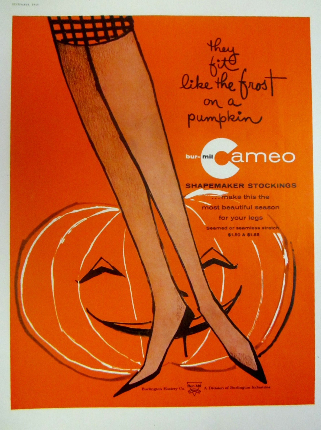 1959 Bur-mil Cameo Stockings Vintage Advertisement Halloween 