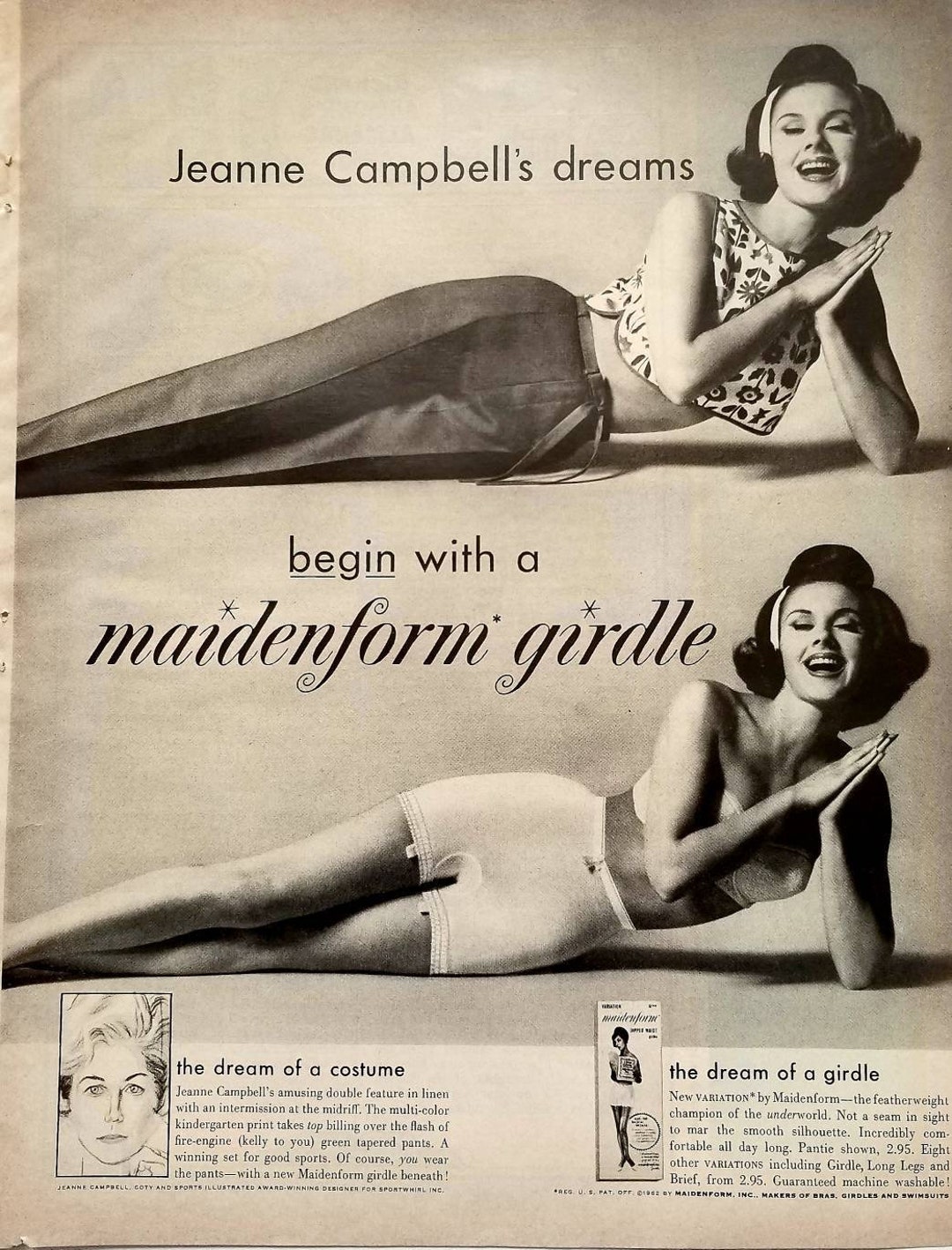 1962 Maidenform Girdle Vintage Advertisement Bathroom Wall Art Bedroom  Decor Original Magazine Print Ad Vintage Lingerie Fashion Ad Pin Up 