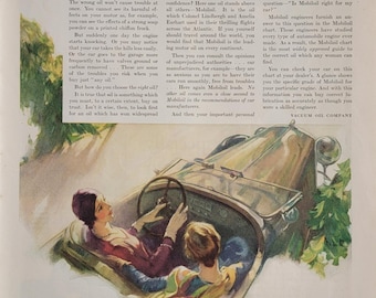 Publicité Mobiloil de 1930 : décoration automobile vintage, art mural de garage, publicité imprimée à l'huile, Automobilia