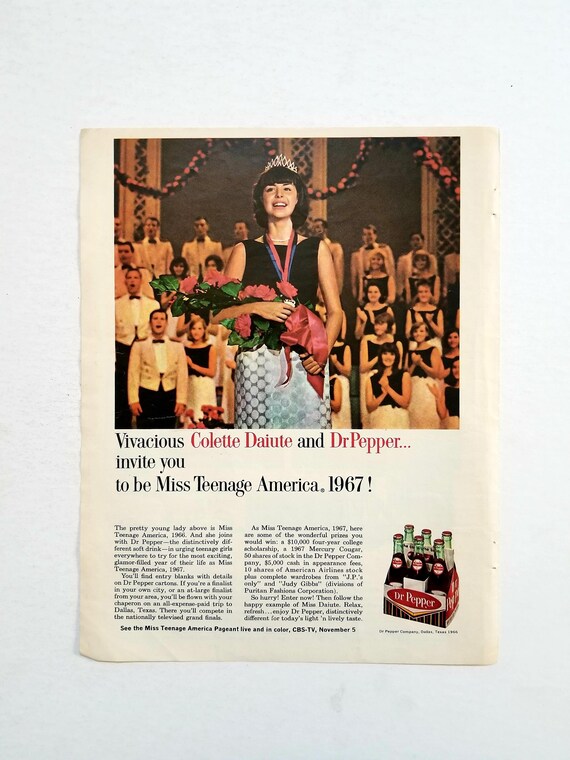 1966 Dr. Pepper Ad: Vintage Kitchen Diner Decor, Soda Magazine