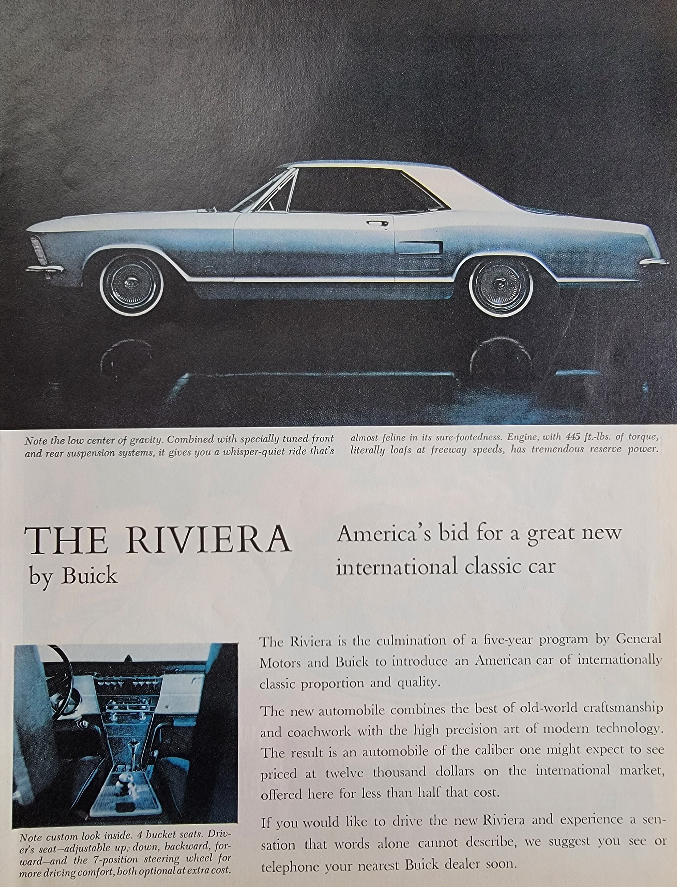 1962年式ビュイック・リビエラのヴィンテージカー広告：自動車用 