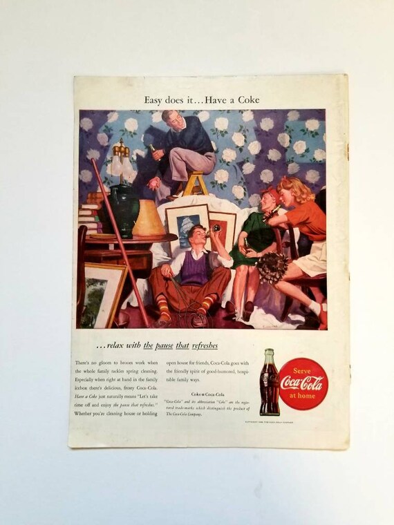 1946年のコカ・コーラ広告：ヴィンテージのキッチンダイナーの装飾