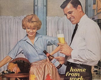 1954 Blatz Beer Ad: Vintage Man Cave Bar Decor, Kitchen Wall Art