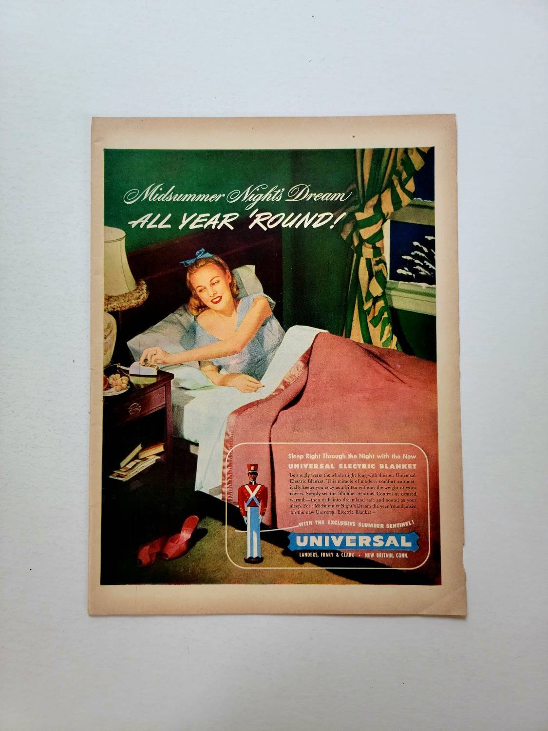 1947 Universal Electric Blanket Vintage Advertisement Bedroom