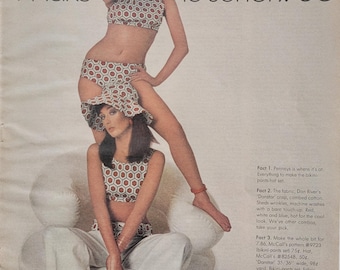 Advertentie Penney's warenhuis uit 1969: vintage boetiek slaapkamerdecoratie, advertentie gedrukte damesmode uit de jaren 60
