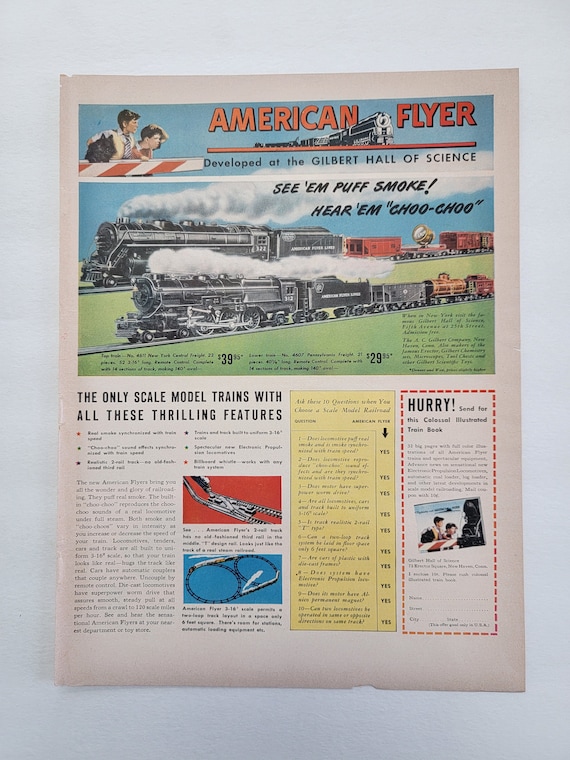 1947 American Flyer Trains Vintage Advertisement Antique Toy Train Ad Electric Train Vintage Toy Ad Model Train Magazine Ad Unique Art Etsy Australia