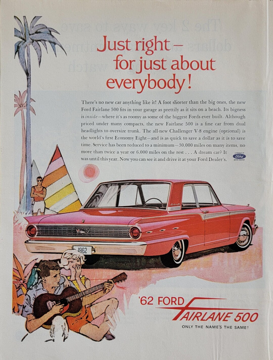 1965 FORD FAIRLANE 2 DOOR HARDTOP USA AD ART PRINT POSTER