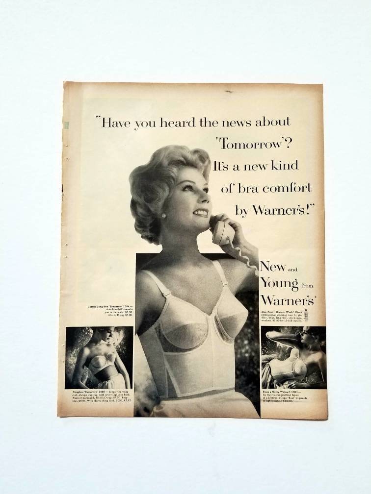 Vintage Warner's Bras & Girdles Print Ads Ephemera Art 1960 Decor Lot of 2