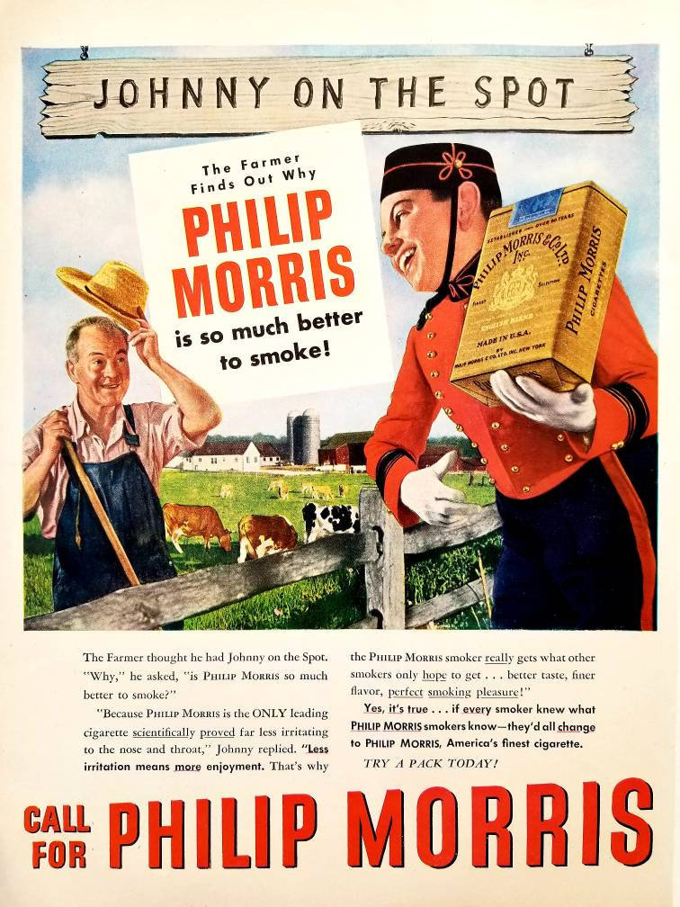 1947 Philip Morris Sigaretten Vintage Reclame Bar Decor Man - Etsy Nederland