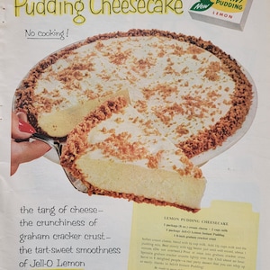 1958 Jello Pudding Cheesecake Vintage Advertisement Kitchen Wall Art Dining Room Decor Vintage Jello Ad Kitchen Decor Magazine Ad Unique Art