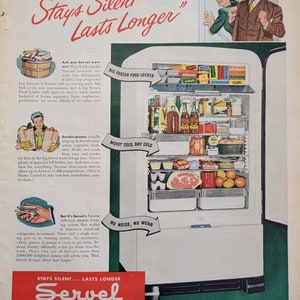 1947 Servel Refrigerator Vintage Advertisement Kitchen Wall Art Appliance Decor Fridge Ad Freezer Ad Magazine Ad Vintage Kitchen Decor
