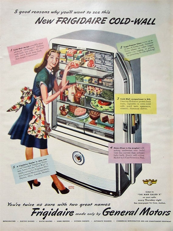 1947 Frigidaire Refrigerator Vintage Advertisement Kitchen Etsy