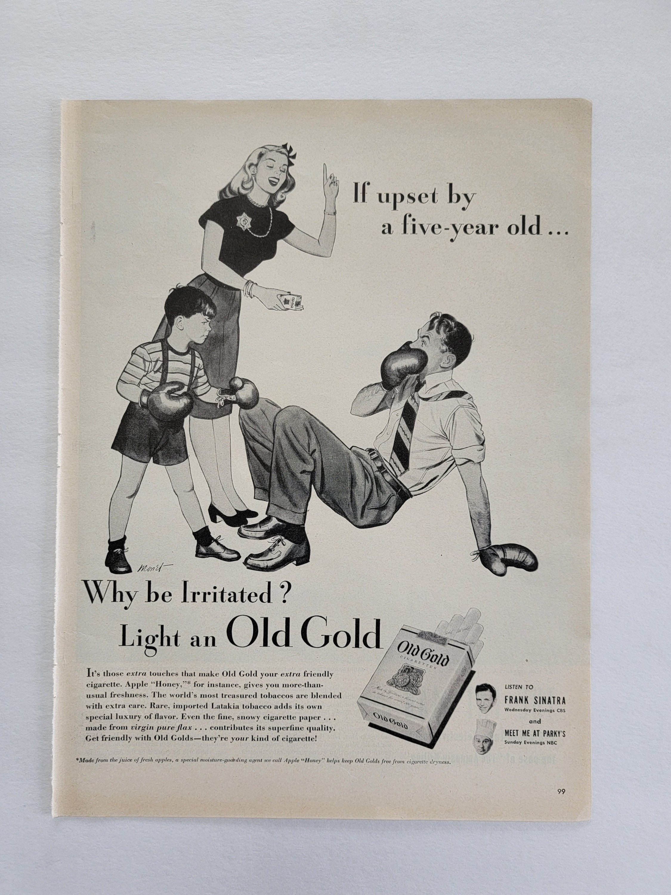 1946 Old Gold Cigarettes Ad: Vintage Man Cave Bar Decor, Tobacco Magazine  Print Advertisement