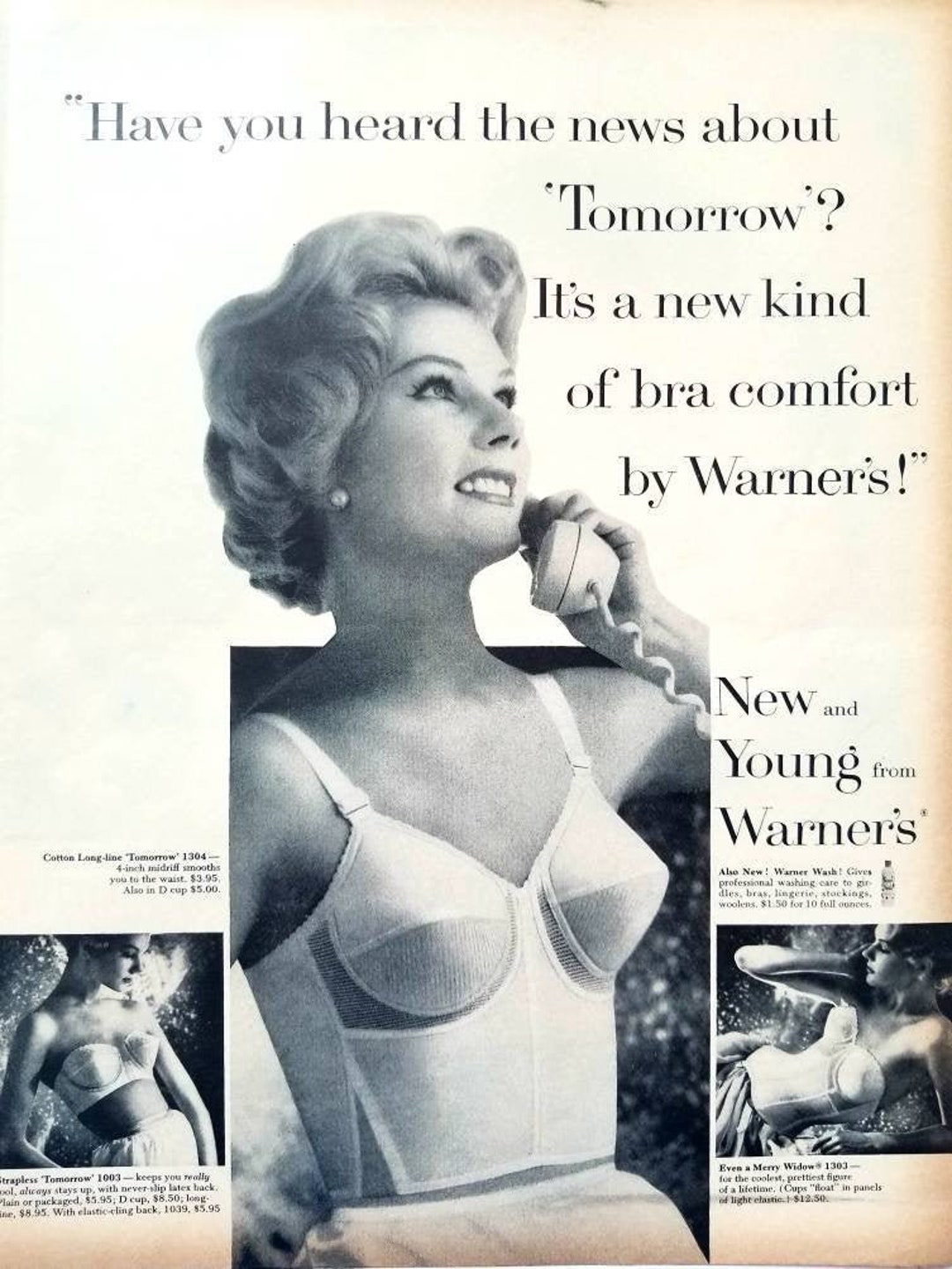 1960 Warners Tomorrow Bra Vintage Advertisement Bathroom Wall Art Bedroom  Decor Original Magazine Print Ad Womens Fashion Pin up Unique Art 