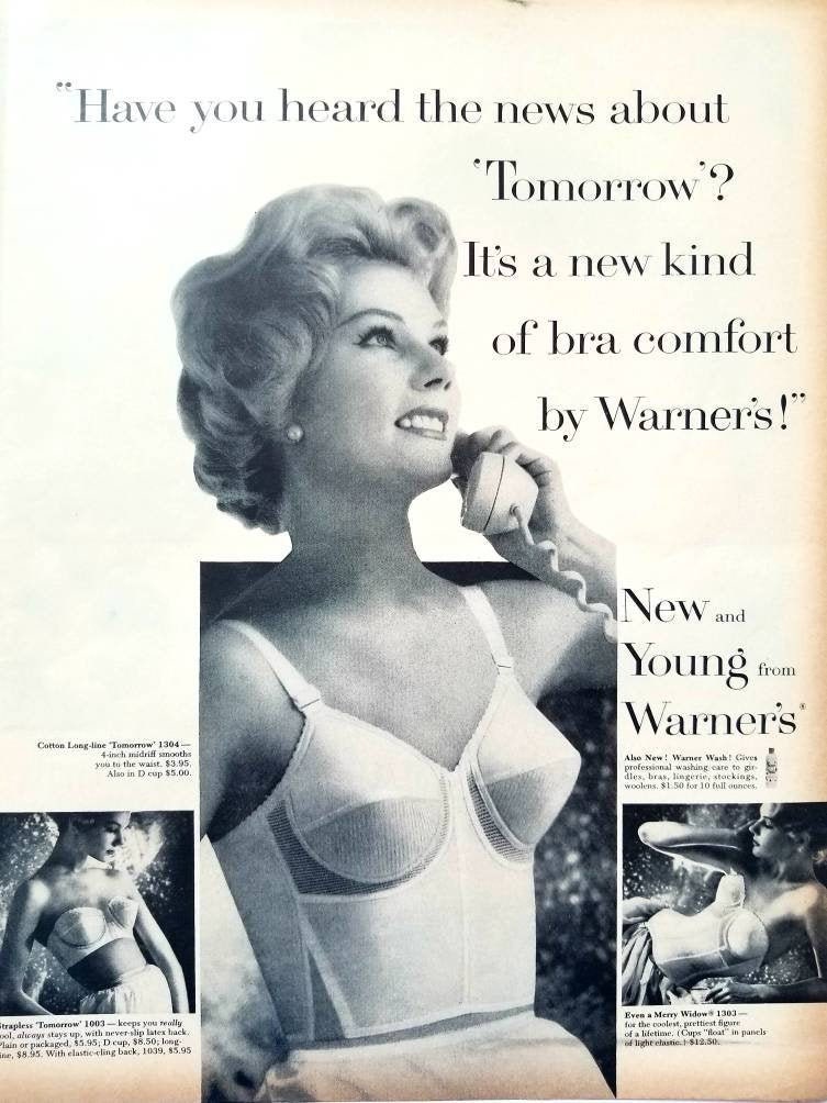 1959 vintage Brassiere AD WARNER'S New ' Tomorrow Bra ' expands contracts  062021