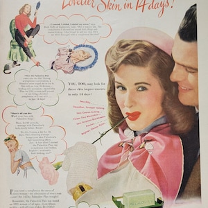 1947 Palmolive Soap Vintage Advertisement Bathroom Wall Art Powder Room Decor Bathroom Decor Unique Art Magazine Print Ad Vintage Soap Ad