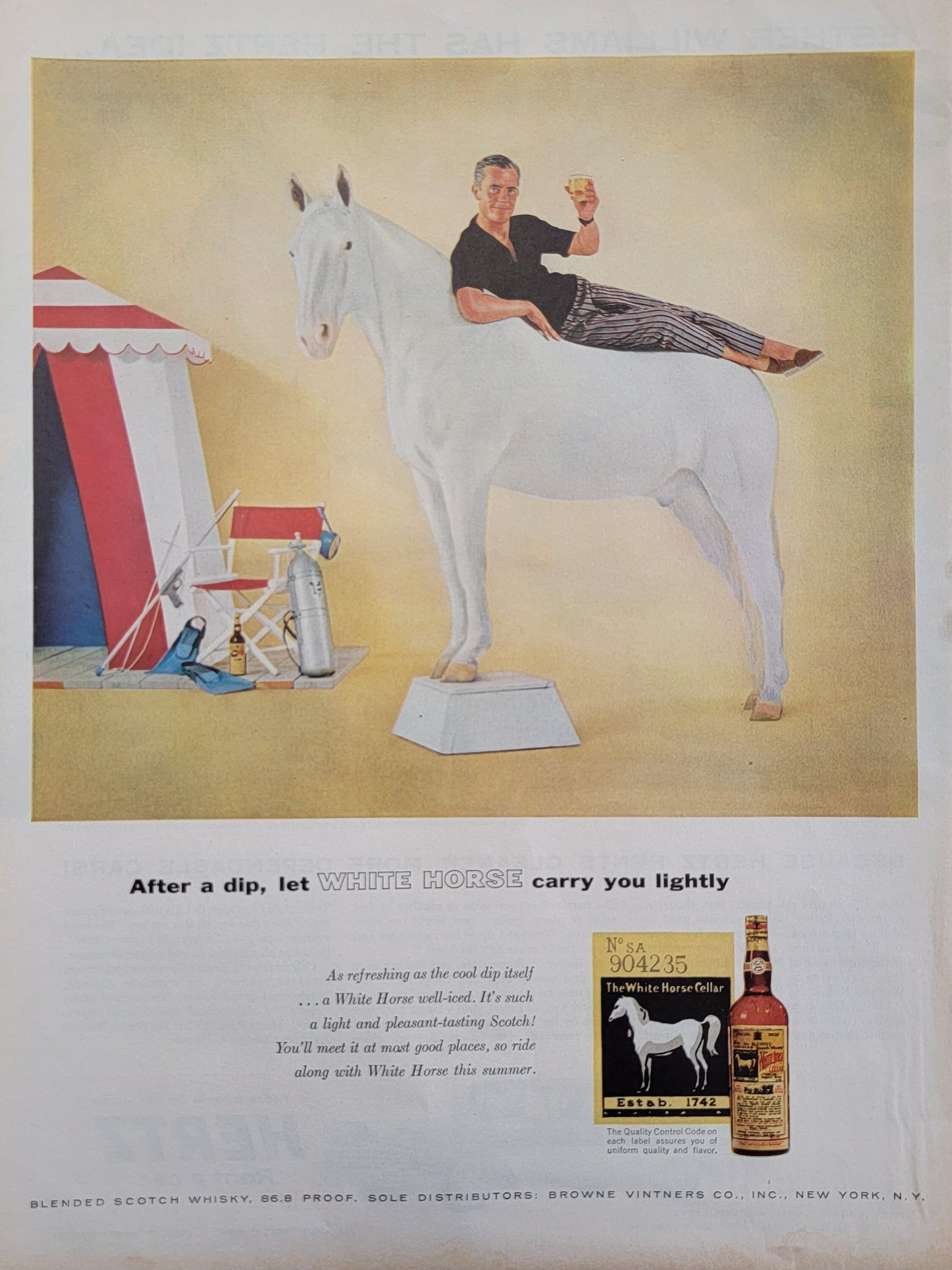 Пару постеров старой рекламы алкоголя. Скотч White Horse