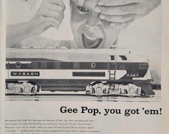 1955年ライオネル鉄道模型の広告：ヴィンテージの鉄道模型広告、アンティークの鉄道模型印刷広告