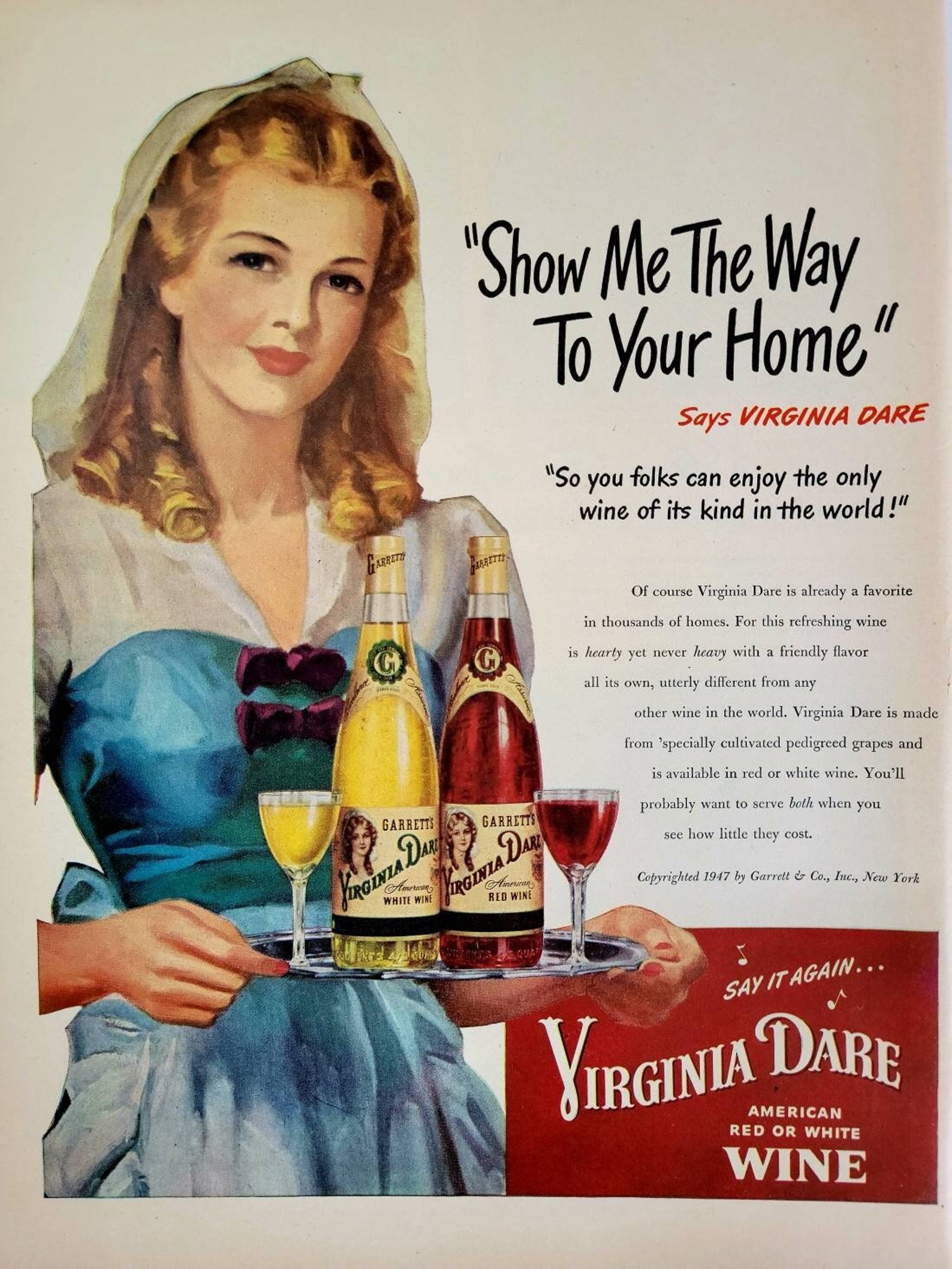 1947 Virginia Dare Wine Vintage Advertisement Kitchen Decor Etsy