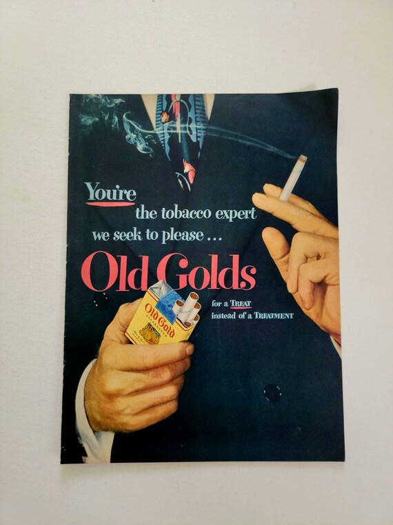 old gold cigarettes for sale 1949 Old Gold Cigarettes Ad: Vintage Tobacco Wall Art, Man Cave Bar Decor,  Tobacciana