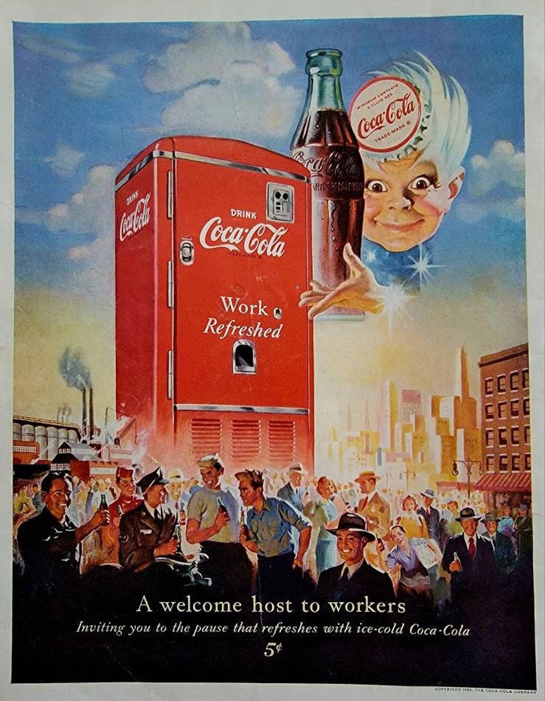 1950 Coca Cola Vintage Advertisement Kitchen Decor Coke Ad Diner Decor 