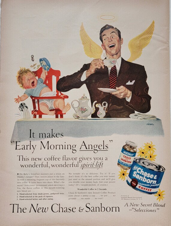 1949 Chase and Sanborn Coffee Ad: Vintage Kitchen Cafe Decor Magazine Print  Advertisement