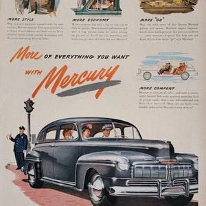 1946 Mercury Automobile Vintage Advertisement Automotive Wall Art Classic Car Print Man Cave Decor Magazine Print Ad Automobilia Auto Art