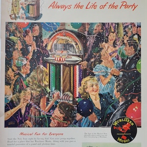 1948 Wurlitzer Jukebox Vintage Advertisement Music Room Wall Art Music Decor Magazine Print Ad Music Decor Unique Art Americana Art