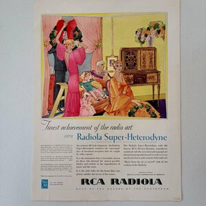 1929 RCA Radiola Super-Heterodyne Radio Vintage Advertisement Music Room Wall Art Music Decor Art Deco Decor Magazine Ad Antique Radio Ad image 2