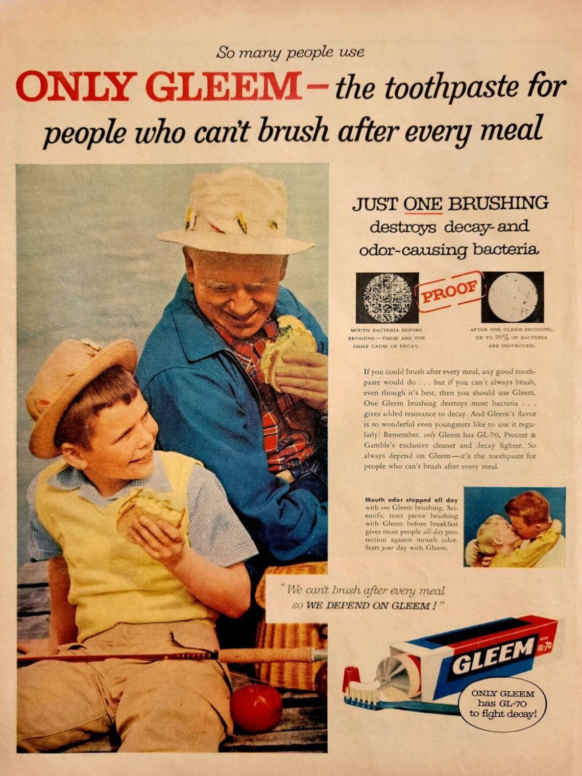 1956 Gleem Toothpaste Vintage Advertisement Bathroom Wall Art Etsy