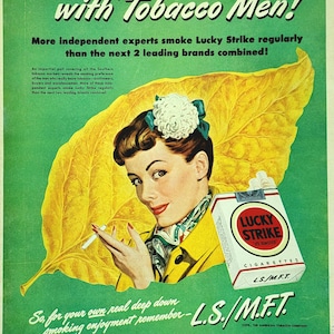 1948 Lucky Strike Cigarettes Vintage Advertisement Man Cave Wall Art Bar Decor Game Room Poster Original Magazine Print Ad Tobacco Ephemera