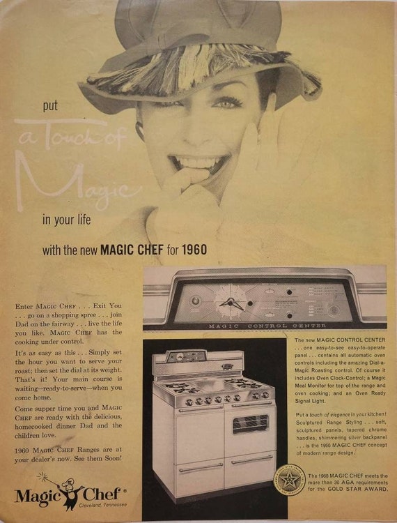 Frigidaire electric oven print ad 1959 vintage 50s home decor art Pull n  Clean