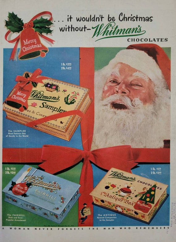 1948 Whitmans Chocolates Vintage Advertisement 1940s Christmas - Etsy