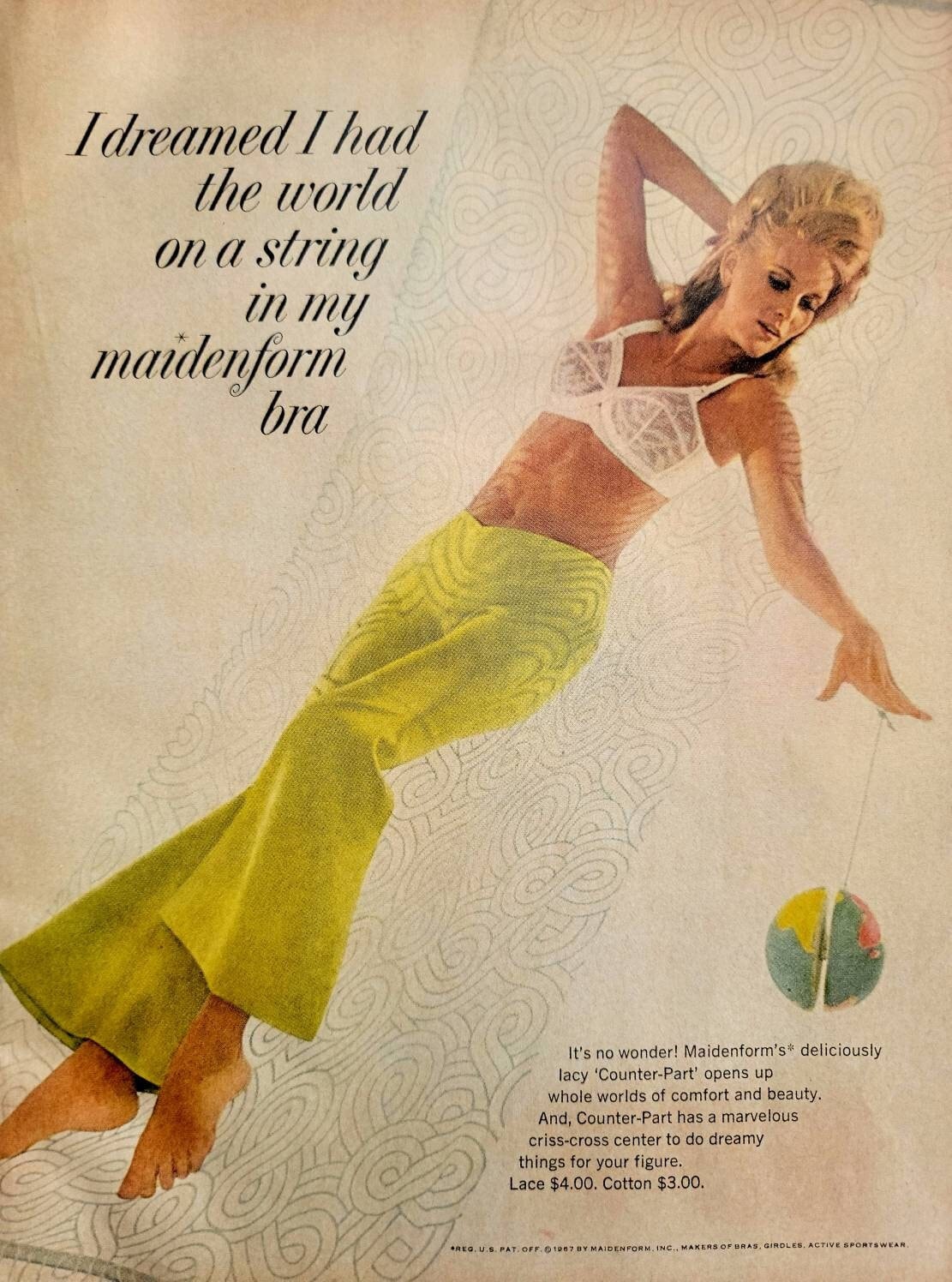 1967 Maidenform Bra Vintage Advertisement Bathroom Wall Art
