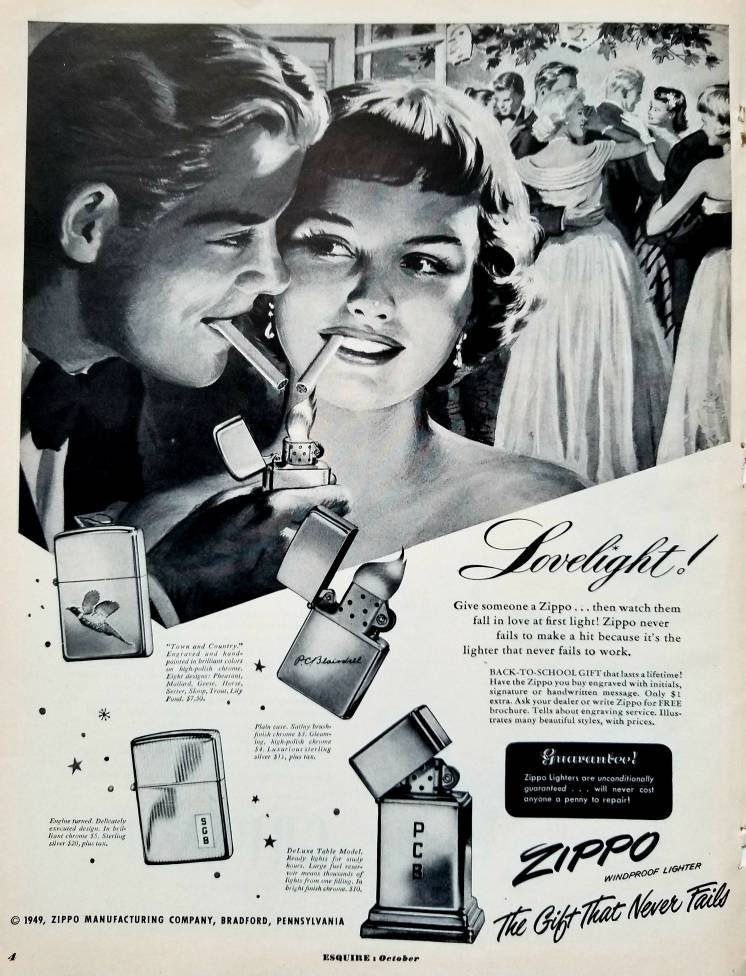 【Werbung vintage 】Aesop 1949 Zippo Lighters Vintage Advertisement Game Room Wall Art