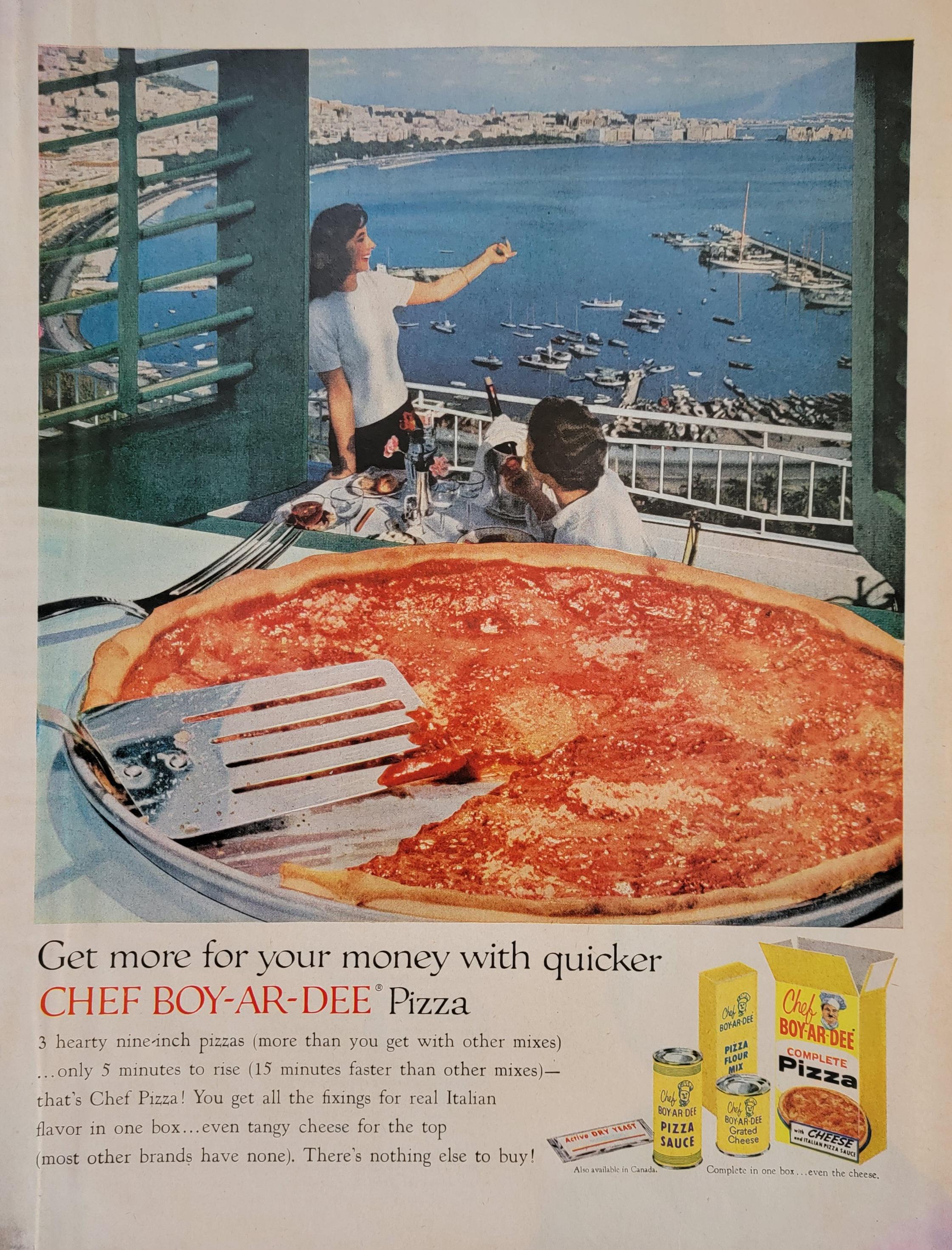 1959 Chef Boy-ar-dee Pizza Kit Vintage Advertisement Kitchen Wall