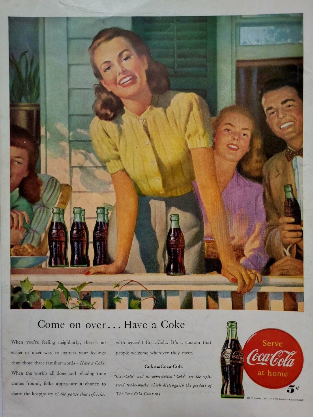 1947 Coca-cola Ad: Vintage Kitchen Decor, Retro Diner Wall Art